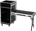 16u Dj Road Case, Recording Studio Rack Stand With Audio Mixer Stand & Wheels, Portable Media Storage Cabinet for Stage Performance Professional Audio Storage