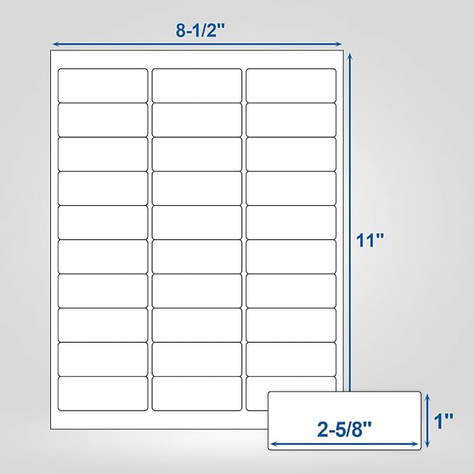 30 Up Labels 1" x 2-5/8" Shipping Address Labels for Laser/Inkjet Printers, 500 Sheets 15000 Pcs Self Adhesive 30 pet Sheet Return Address Mailing Label Stickers