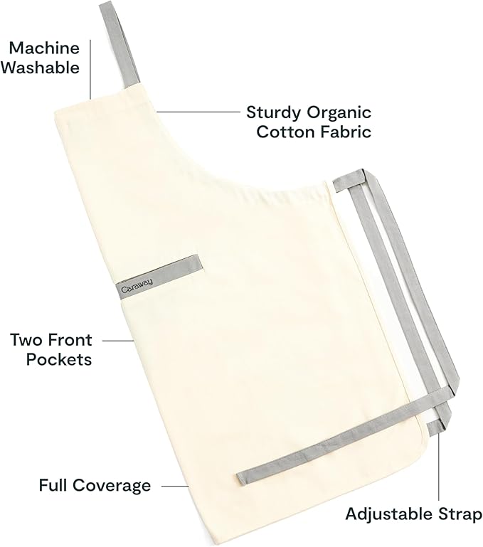 Caraway Apron - 100% Organic Cotton Apron - Features 2 Pockets & Adjustable Neck Strap