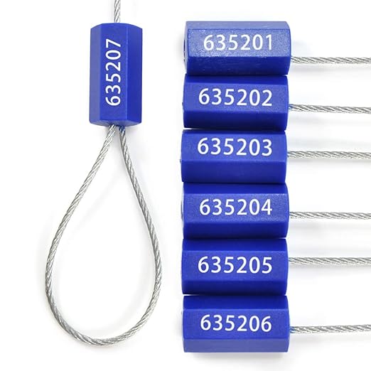 Tamper Proof Security Cable Tags for Truck Trailer Pull-Tite Metal Shipping Seals Numbered Padlock Seals for Container(Pack of 2000 pcs, Blue)