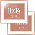 Homeforia 15x18 Diploma Frame Rose Gold, High End Metal 15 x 18 Certificate Frames with Mat 11 x 14, 15by18 Document Frame Matted to 11x14, Graduation Degree Frames, Tempered Glass, Wall Kit, Set of 2