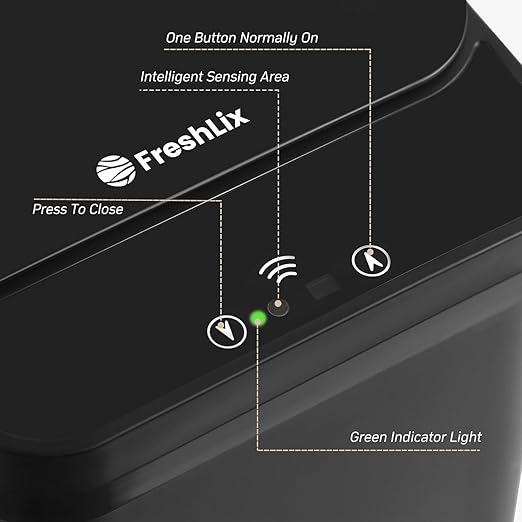 Bathroom Automatic Trash Can, 4 Gallon Touchless Motion Sensor Small Garbage Can with Lid Smart Electric Narrow Waterproof Garbage Bin for Bedroom Office, Black