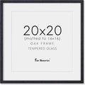 20x20 Black Picture Frame, Solid Oak Wood 20 by 20 Frame, Black Square Picture Frame 20 x 20 with mat for 16 x 16, 20x20 Wood Frame for Home Decor, 20 x 20 Poster Frame, Tempered Glass, 1 Pack