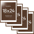 Homeforia 18x24 Walnut Poster Frame, High End Dark Oak 18x24 Brown Wooden Picture Frames with Mat 16x20, 18 x 24 Wood Frame Matted to 16 by 20, 24x18 Hanging Frames, Tempered Glass, Wall Kit, Set of 4