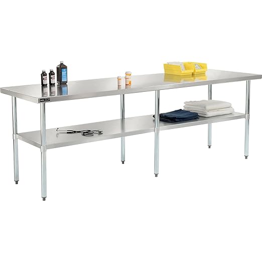 Nexel WB9630SS Stainless Steel Worktable With Under shelf, 96"W x 30"D x 35"H