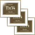 Homeforia 15x18 Diploma Frame Bronze, High End Metal 15 x 18 Certificate Frames with Mat for 11 by 14, 18x15 Document Frame Matted to 11x14, Award Graduation Frames, Tempered Glass, Wall Kit, Set of 3