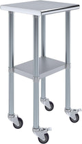 AmGood 18" Long x 18" Deep Stainless Steel Table with Casters