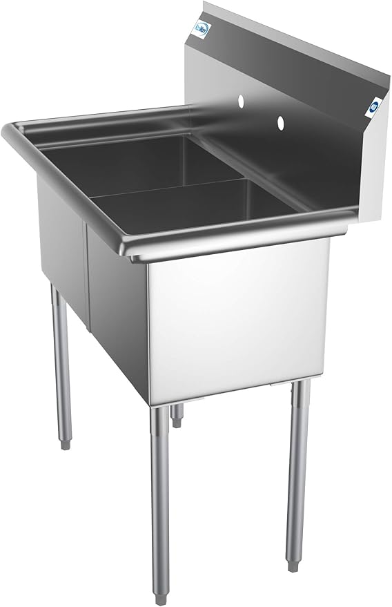 KoolMore - SB151512-N3 2 Compartment Stainless Steel NSF Commercial Kitchen Prep & Utility Sink - Bowl Size 15 x 15 x 12", Silver
