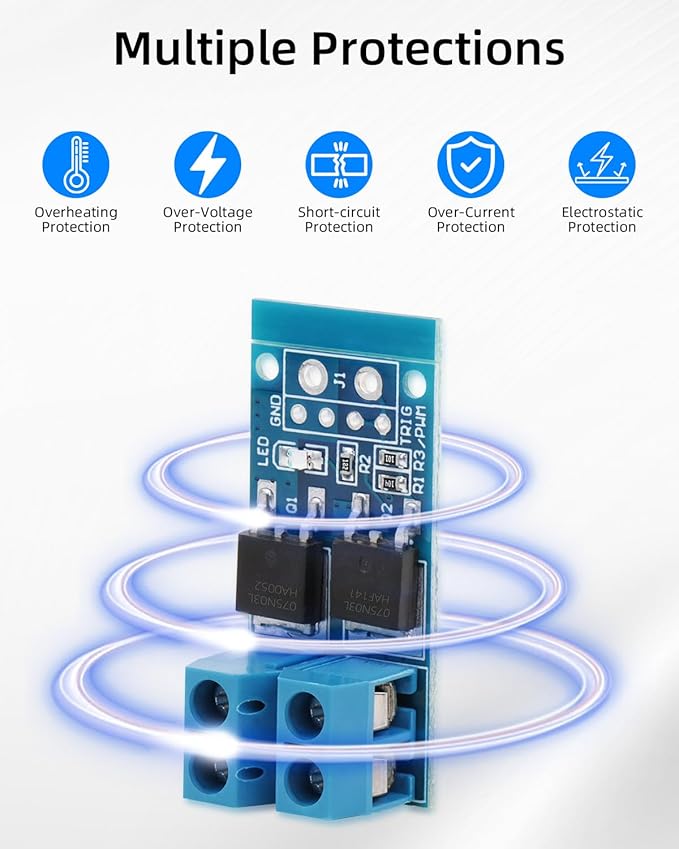RIIEYOCA 400W Dual High-Power MOSFET Trigger Module, 0-20KHz PWM Motor Controller, 5V-36V 15A(Max 30A) DC Motor Speed Controller for Arduino, DIY Projects（6Pack）