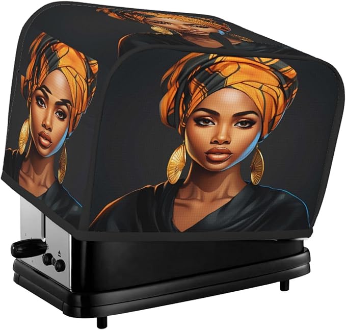 Toaster Cover 2 Slice African Women Waterproof Appliance Cover with Hang Loop Bread Baker Toaster Cover for Kitchen