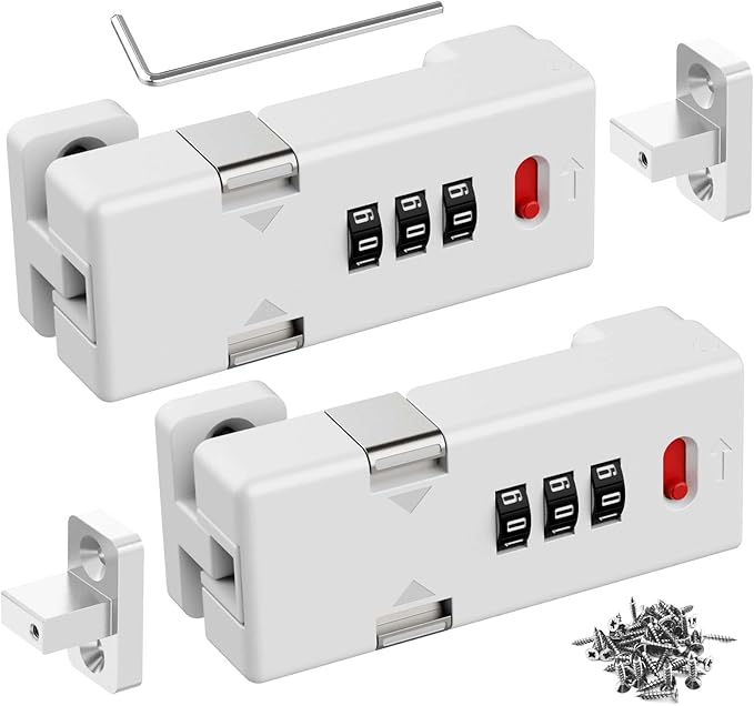 Keyless Cabinet Lock,Cabinet Password Locks with Luminous,3-Digit Combination Door Lock for Drawers, Barn Door, Bathroom, Outdoor, Closet, Fence,Protect Privacy(2PCS,White)
