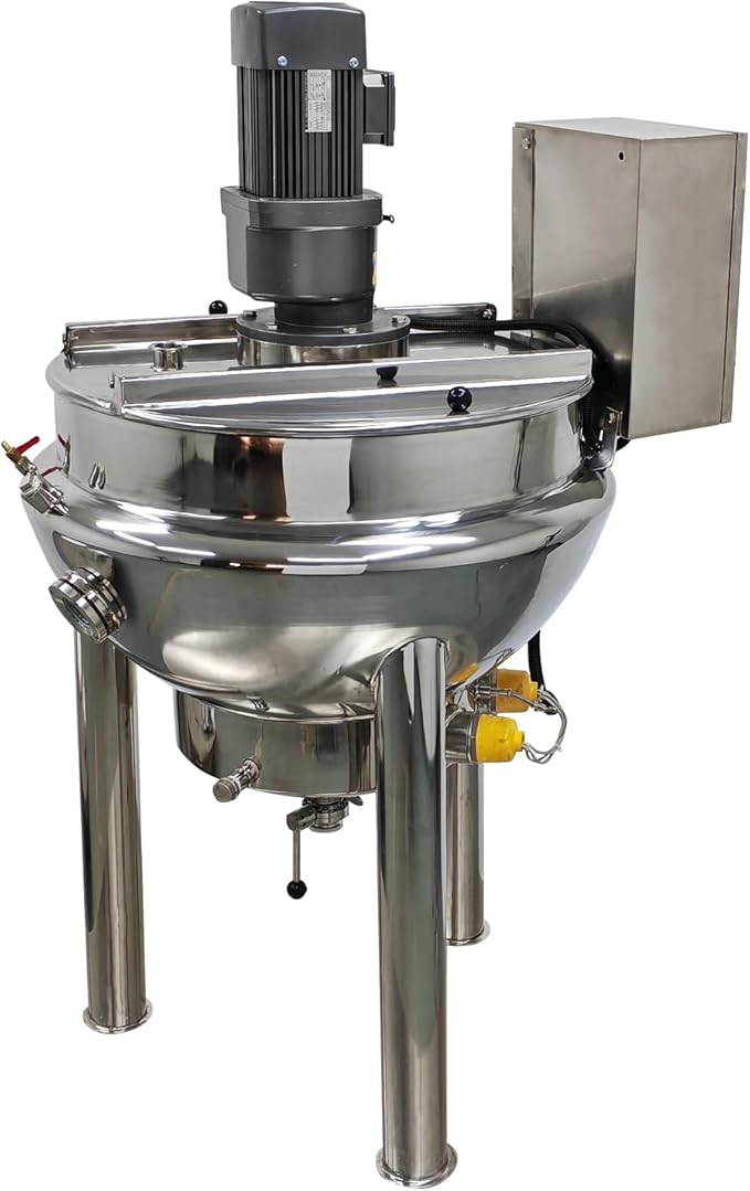 100L Vertical Jacketed Kettle Commercial Stainless Steel Cooking Sandwich Steam Pot for Food Processing 220V