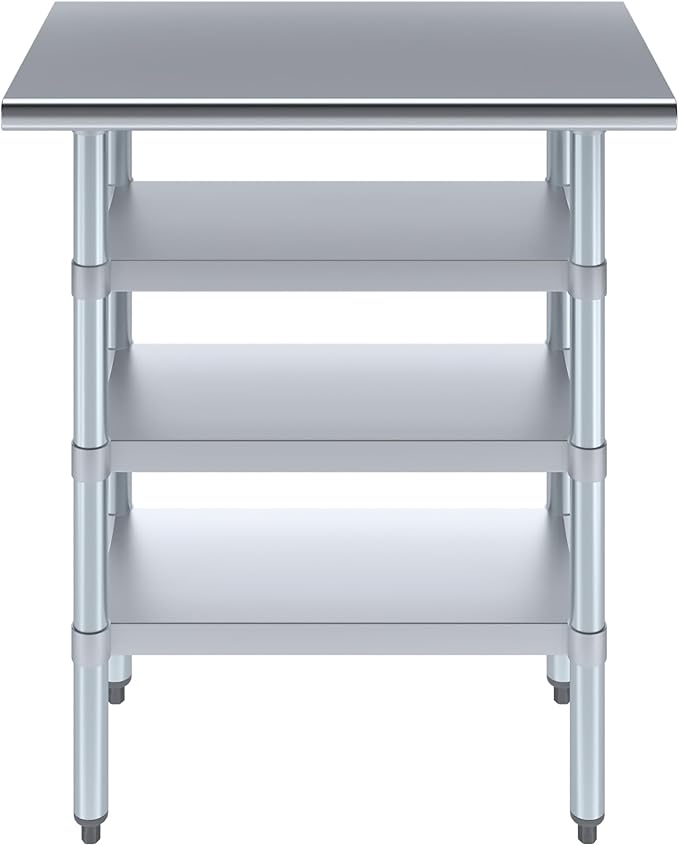 18 in. x 30 in. Stainless Steel Work Table with Three Bottom Shelves | NSF Kitchen Prep Table | Utitly Metal Table