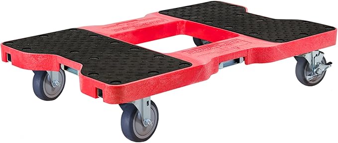 SNAP-LOC, 4 Wheel Dolly, 1,200 lb Professional E Track Dolly, Heavy Duty Furniture Moving Cart, Modular Cargo Platform, Made in USA, Red
