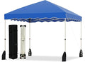 Tangkula 10x10 FT Pop Up Canopy, UPF50+ Easy Set up Instant Tent with Wheeled Bag, 8 Stakes, 4 Anchors, 4 Wind Ropes, 4 Sandbags, Heavy Duty Outdoor Canopy Tent 10x10 for Patio Party Backyard (Blue)
