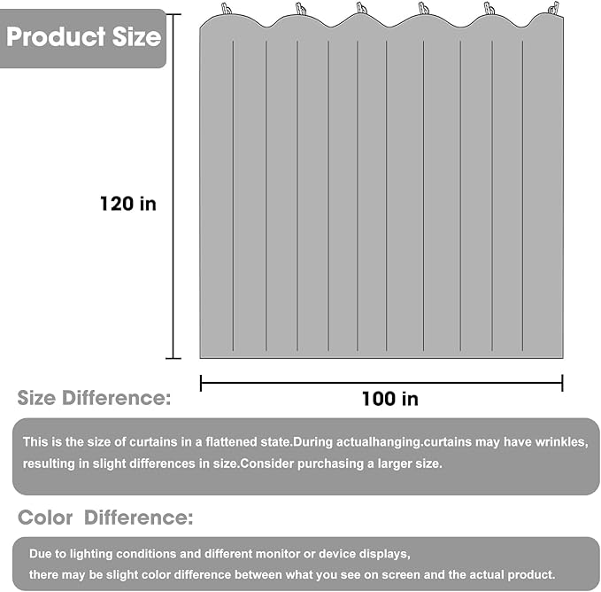 Room Divider Blackout Curtain Track Curtains Wall Dividers Panels Screen for Living Rooms Bedroom Office Privacy Partition Separation, W100 × L120 Inch,1 Panel, Light Grey