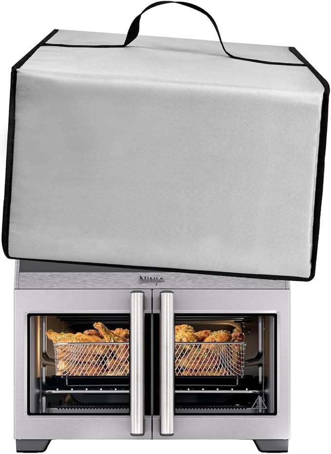 French Door Toaster Dust Cover for Ninja Air Fryer Convection Pizza Oven FO101,Heavy Duty Heat resistant Waterproof Covers Case for Midea Toaster Oven Smokeless Grill Combo (Silver)