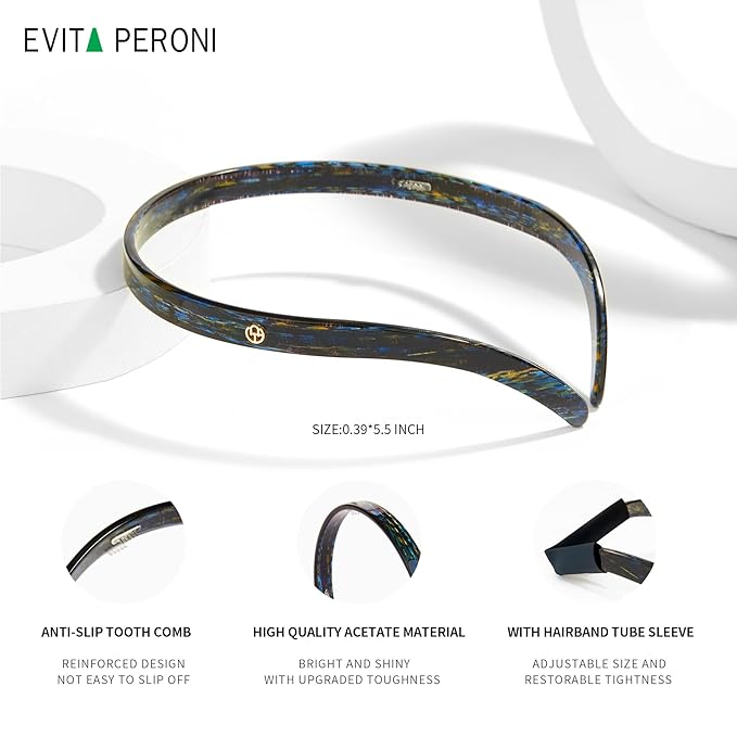 EVITA PERONI Hair Band, Starry Grey - Hairband for Women's Hair, Designed for Eyewear, No Pressure, No Headache, Comfortable Headbands for Women, Fashion Thin Headbands Non Slip, 1 Count