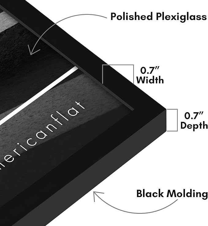 Americanflat 12x36 Picture Frame with Polished Plexiglass - Streamline Collection - Thin Border Picture Frame for Wall Display - Hanging Hardware Included - Black