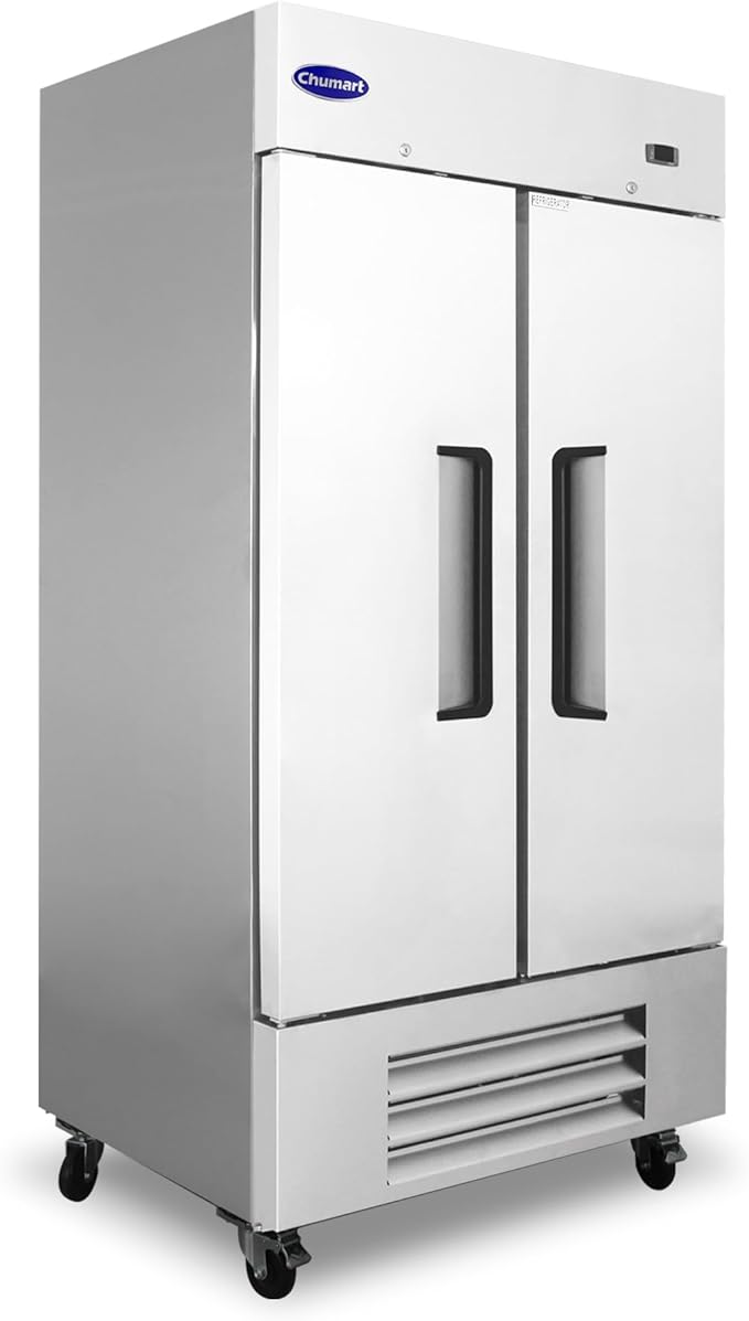 39.5" W Commercial Refrigerator with 2 door Stainless Steel 35 Cu. Ft Reach-in Refrigerator 6 Adjustable shelves Fan Cooling Fridge for Restaurant, Commercial Kitchen, Shop, ETL Certification