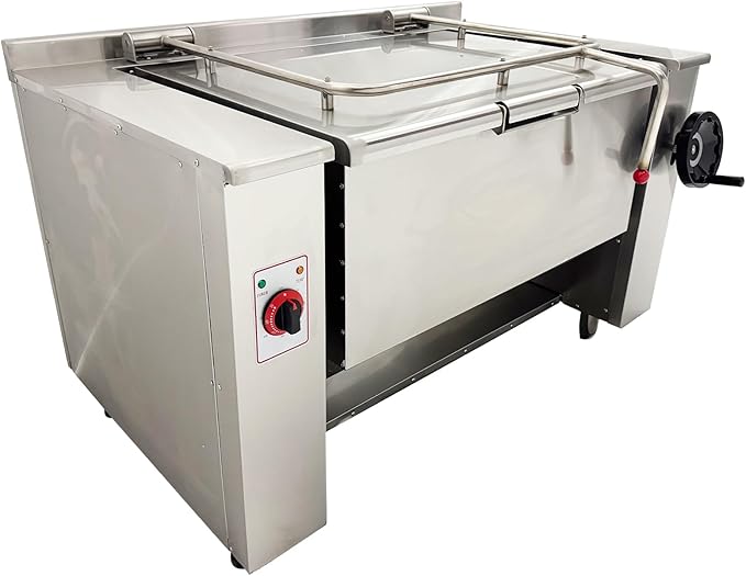 Commercial Electric Skillet 38.3gal Electric Tilting Braising Pan, 0-90° Tiltable Pot Design, 122-572°F Temp, Ideal for Stir-frying, Braising, Soup Boiling, and Simmering AC220V