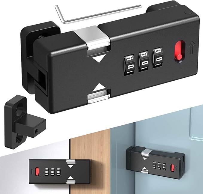 Keyless Cabinet Lock,Cabinet Password Locks with Luminous,3-Digit Combination Door Lock for Drawers, Barn Door, Bathroom, Outdoor, Closet, Fence,Protect Privacy(1PCS,Black)