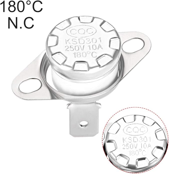 uxcell KSD301 Thermostat 180°C/356°F 10A Normally Closed N.C Adjust Snap Disc Temperature Switch for Microwaves,Oven,Coffee Maker 2pcs,Ceramic Material