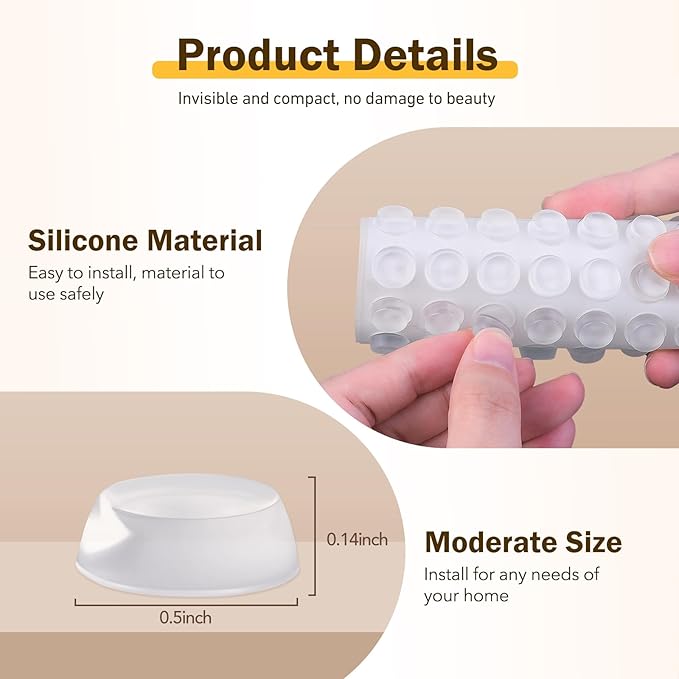 320 Pcs Cabinet Door Bumpers, 1/2" Diameter Self Adhesive Clear Cupboard Door Drawer Bumpers for Kitchen Cabinets Cutting Boards Picture Frames