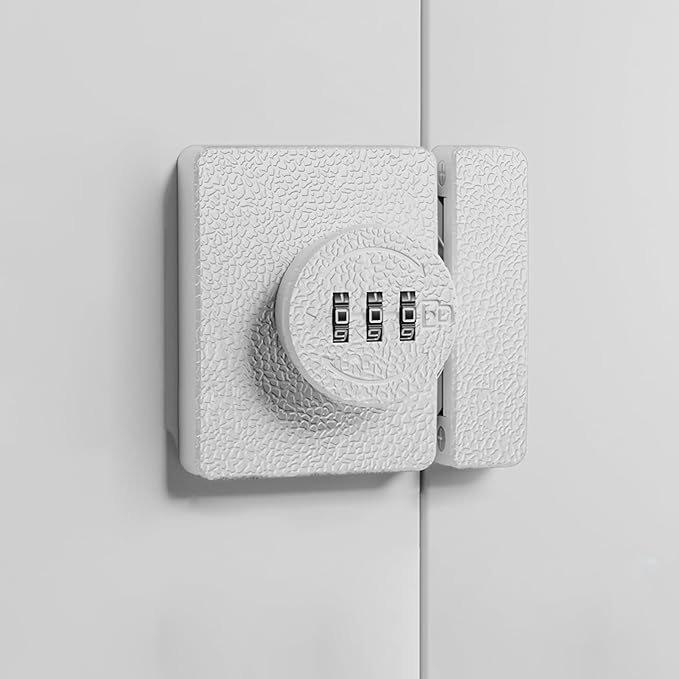 Keyless Combination Cabinet Lock, Anti-Pry 3-Digit Security for Swinging/Sliding Door, Drawer, Cupboard, Locker, Closet, Child Safety, Easy Installation (White, 1 Pack)