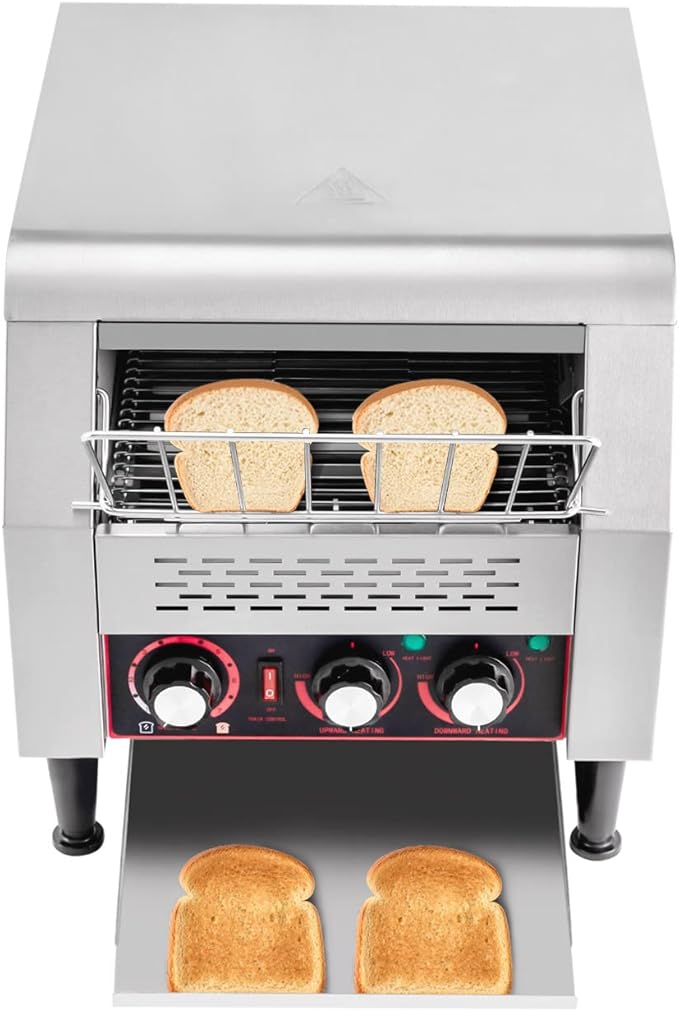 2200W Commercial Conveyor Toaster, 300 Slices/Hour with 7 Bread Colors & Adjustable Speed, Countertop Electric Restaurant Equipment for Bun Bagel Bread Baked Food