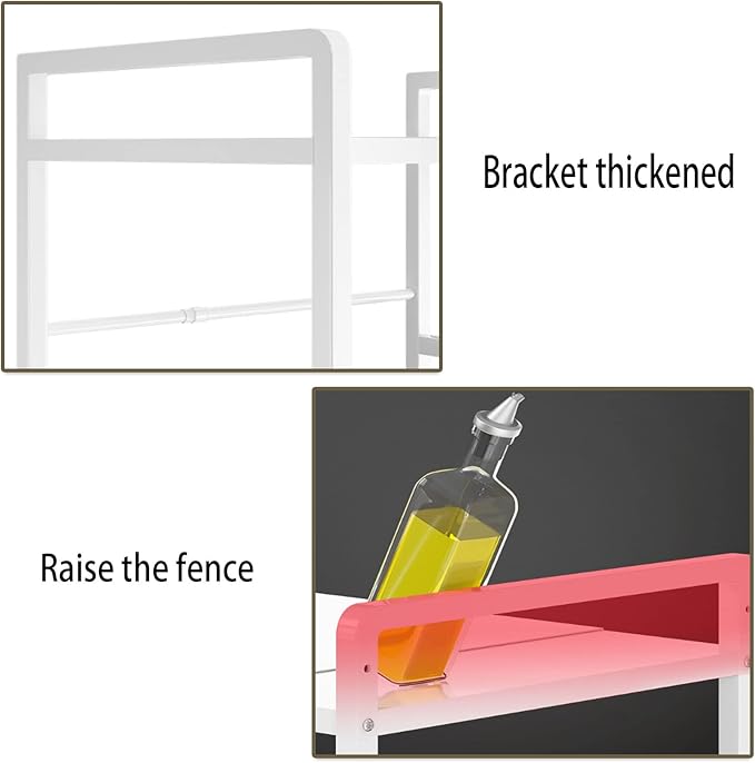 Microwave Storage Rack Kitchen Countertop Organizer Shelf Adjustable Microwave Stand, Toaster Oven Rack Expandable Spice for Kitchen Storage Stand/3Tier