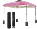 12x12 Pop Up Canopy, Easy Up Canopy Tent, Heavy Duty Tents for Parties, One Person Set Up Event Tent, Pink