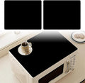 2PCS Black Rubber Mat for Microwave Top Cover, Nonstick Heat Resistant Micro-Wave Oven Cover, 18"x14" Non Slip Oven Kitchen Counter Protector Pad, Air Fryer Mat for Counter Heat Resistant