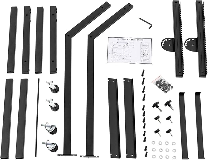9U/12U/16U DJ Mixer Stand Adjustable Rack, Rack Mount Mixer Case Stand Studio Equipment Cart Stage Amp DJ Rolling (16U)