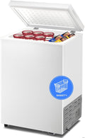Kismile 2.8 Cubic Feet Chest Freezer with Removable Basket Free Standing Top open Door Compact Freezer with Adjustable Temperature for Home/Kitchen/Office/Bar