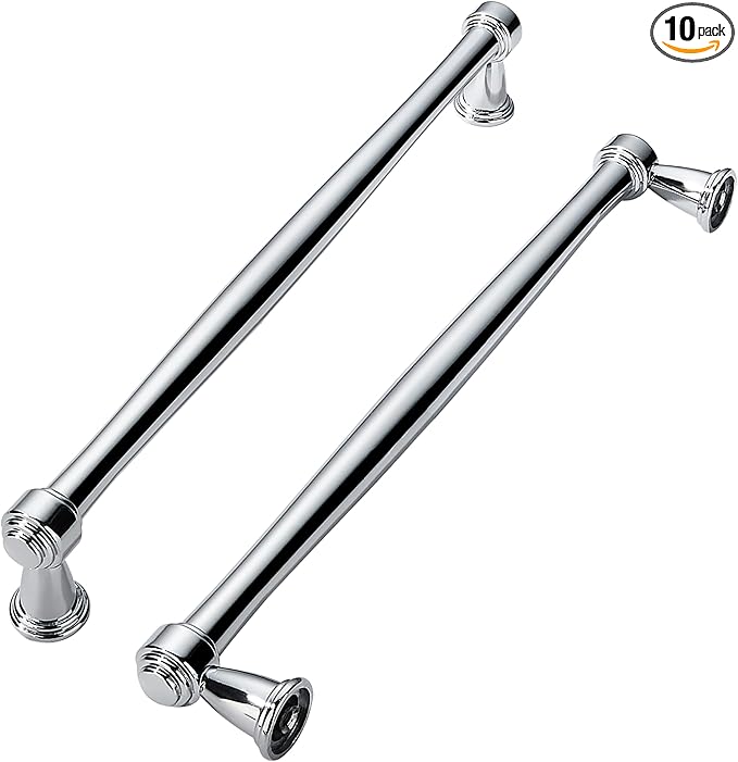 khtumeware 10 Pack 8 Inch(203mm) Vibrant Polished Chrome Cabinet pulls Kitchen Cabinet Handles Kitchen Cabinet Hardware for Cupboard Drawer Handles Dresser Pulls