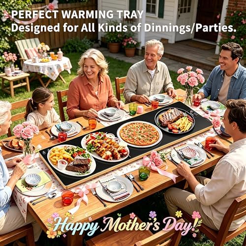 Electric Warming Tray,Extralong 40"x12",Tempered Glass Warming Mat for Food - Image 3