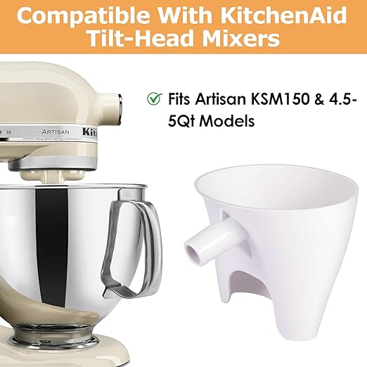 Flour Funnel for Stand Mixer, Tilt-Head with Auxiliary Opening Mixer Attachment, Easy Pour Baking Accessory