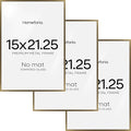 Homeforia 15x21.25 Bronze Puzzle Frame, High End Metal 15 x 21.25 Picture Frames without Mat, 21.25x15 Thin Brass Poster Frame for Wall, 15by21.25 Puzzle Art Frames, Tempered Glass, Wall Kit, Set of 3