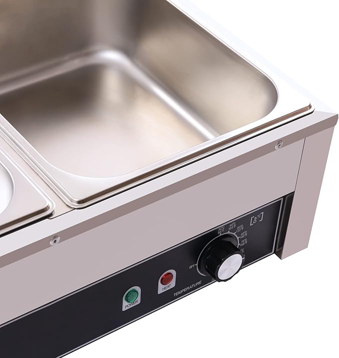 3-Pan Commercial Food Warmer, 1500W 21QT Electric Stainless Steel Steam Table with 30-85°C Temp Control, Buffet Food Warmer with Lids for Restaurant/Café