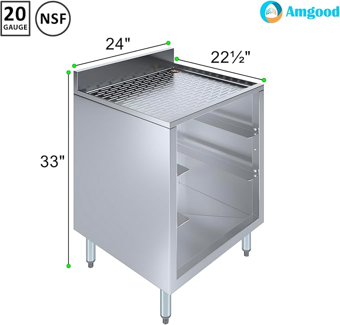 AmGood 22-1/2 in. x 24 in. x 30 in Stainless Steel Glass Rack Storage Cabinet with Rack Slides