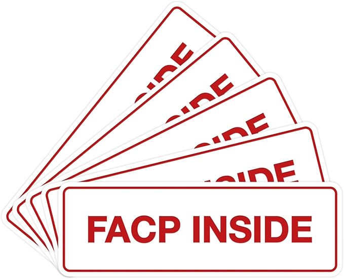 Signs ByLITA Standard FACP Inside Sign | Fire Safety Signage (White/Red) - Large 5 Pack
