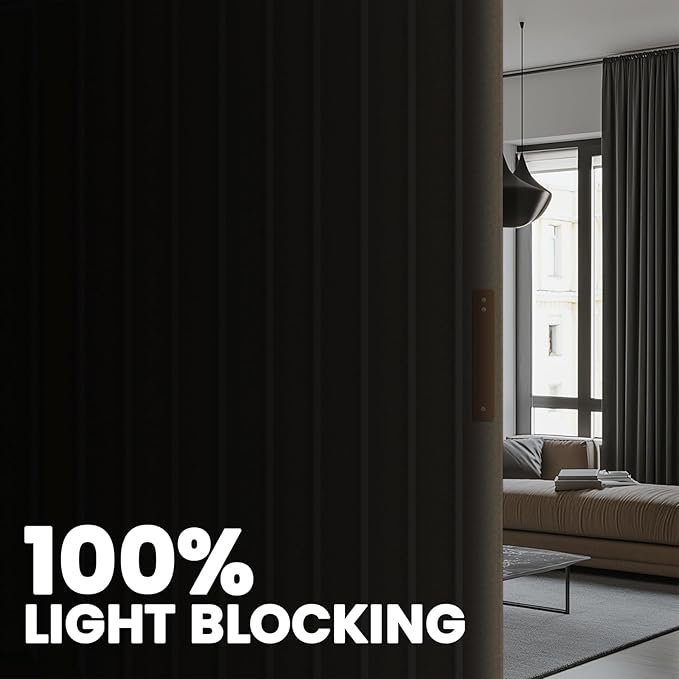 100% Blackout Room Divider Curtains Ceiling Curtain Track Sets Blackout Curtains Flexible Track Curtain Extra Wide(Beige, W100 x L108, 1 Pack)