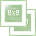 Homeforia 8x8 Sage Green Frame, High End Metal 8 x 8 Square Picture Frames with Mat 6 by 6 Photo, 8x8 Display Frame Matted to 6x6 Print, 8by8 Wall or Tabletop Frames, Tempered Glass, Wall Kit, Set of 2