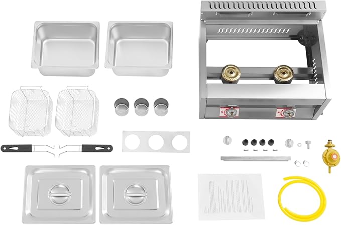 Commercial Dual Tank Deep Fryer, 2 x 6.34 Qt Stainless Steel Electric Fryer with Independent Temperature Control, Fast Heating Large Capacity for Restaurant Fast Food Stall Snack Shop