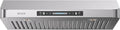 IKTCH Under Cabinet Range Hood 36 Inch,390-CFM Ducted Kitchen Vent Hood with 2 LED Light, 4 Speed Gesture & Touch & Remote Control, Silver Stainless Steel, with 2 Pcs Baffle Filter