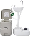 Hike Crew Portable Camping Sink & Toilet | Large Hand Washing Station with 4.5 Gal Capacity, Hands-Free Foot Pump, Faucet, Soap Dispenser & Towel Rack | Includes Travel Toilet with 5 Gal Waste Tank