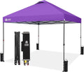 CROWN SHADES 10x10 Pop Up Canopy - Patented Center Lock One Push Instant Outdoor Canopy Beach Tent with STO-N-Go Bag 8 Stakes & 4 Sand Bags，Purple