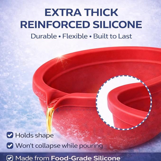 Silicone Mixing Bowl Liners for 5-Qt Tilt-Head Stand Mixers, Extra-Thick Non-Stick Silicone Bowl Inserts with Airtight Lids, BPA-Free Dough, Batter & Food Storage Liners, Set of 3