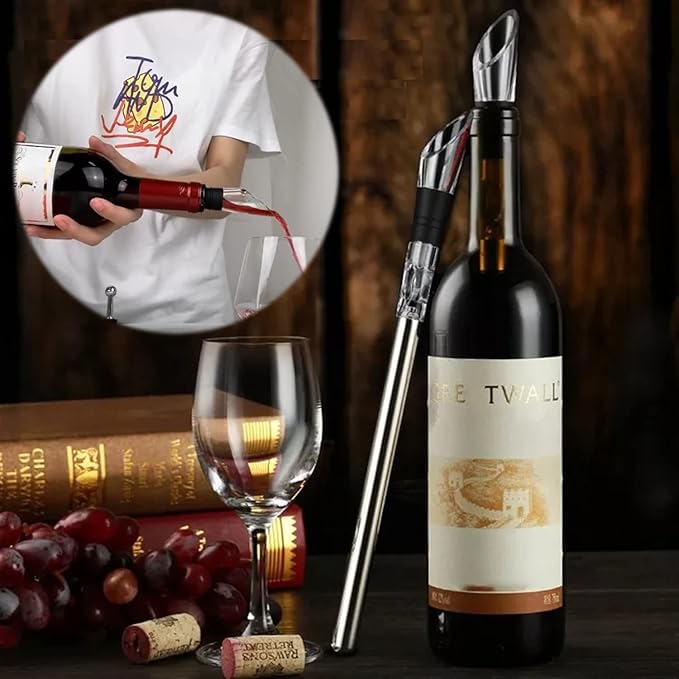Wine Chiller Stick Small Wine Cooler 3-in-1 Stainless Steel Wine Bottle Cooler Stick Iceless Wine Chillers for Bottles Wine Gifts Champagne Chiller